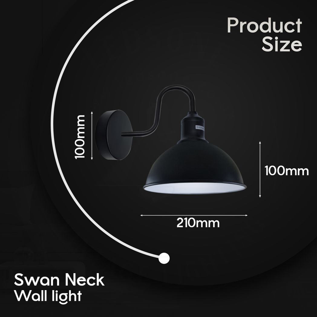 Modern Industrial 2 Pack Swan Neck Metal Arm E27 Sconce Wall Light Set Fixture for Living Room Dining Room Kitchen.