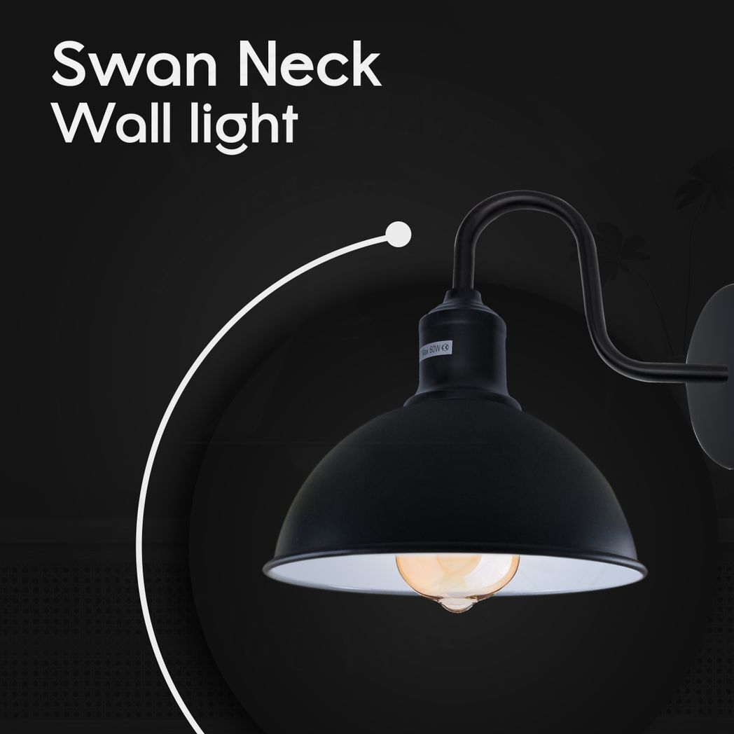 Modern Industrial 2 Pack Swan Neck Metal Arm E27 Sconce Wall Light Set Fixture for Living Room Dining Room Kitchen.