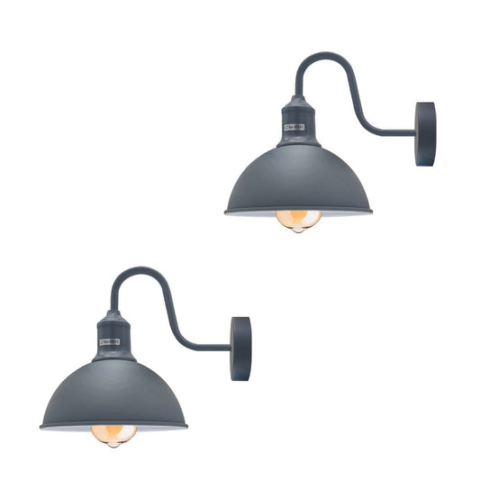 Modern Industrial 2 Pack Swan Neck Metal Arm E27 Sconce Wall Light Set Fixture for Living Room Dining Room Kitchen.