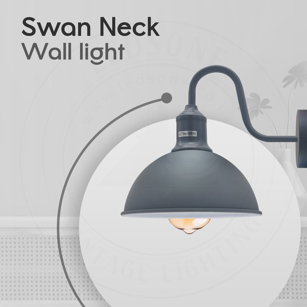 Modern Industrial 2 Pack Swan Neck Metal Arm E27 Sconce Wall Light Set Fixture for Living Room Dining Room Kitchen.