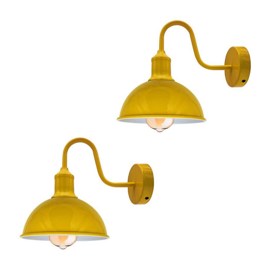 Modern Industrial 2 Pack Swan Neck Metal Arm E27 Sconce Wall Light Set Fixture for Living Room Dining Room Kitchen.