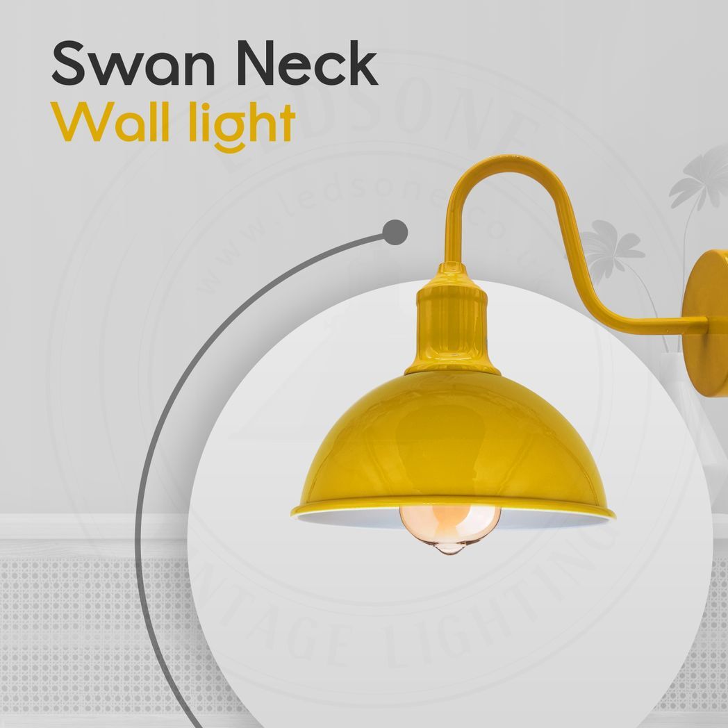 Modern Industrial 2 Pack Swan Neck Metal Arm E27 Sconce Wall Light Set Fixture for Living Room Dining Room Kitchen.