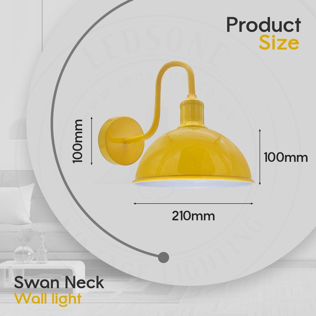 Modern Industrial 2 Pack Swan Neck Metal Arm E27 Sconce Wall Light Set Fixture for Living Room Dining Room Kitchen.