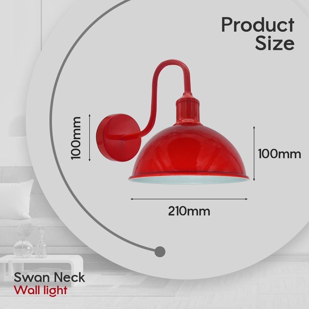 Modern Industrial 2 Pack Swan Neck Metal Arm E27 Sconce Wall Light Set Fixture for Living Room Dining Room Kitchen.