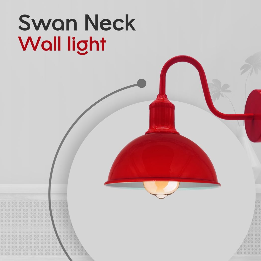 Modern Industrial 2 Pack Swan Neck Metal Arm E27 Sconce Wall Light Set Fixture for Living Room Dining Room Kitchen.