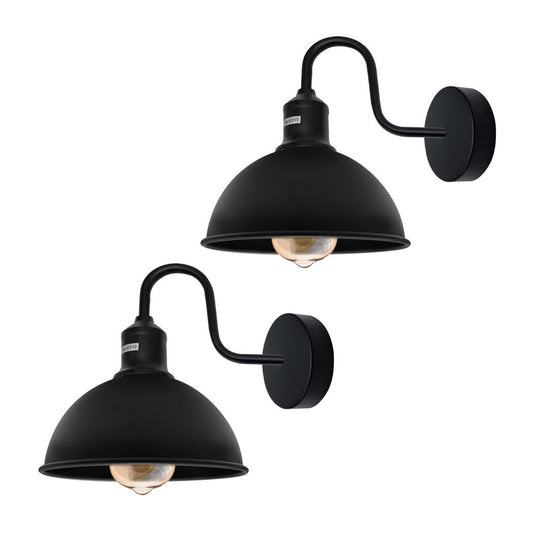 Modern Industrial 2 Pack Swan Neck Metal Arm E27 Sconce Wall Light Set Fixture for Living Room Dining Room Kitchen.
