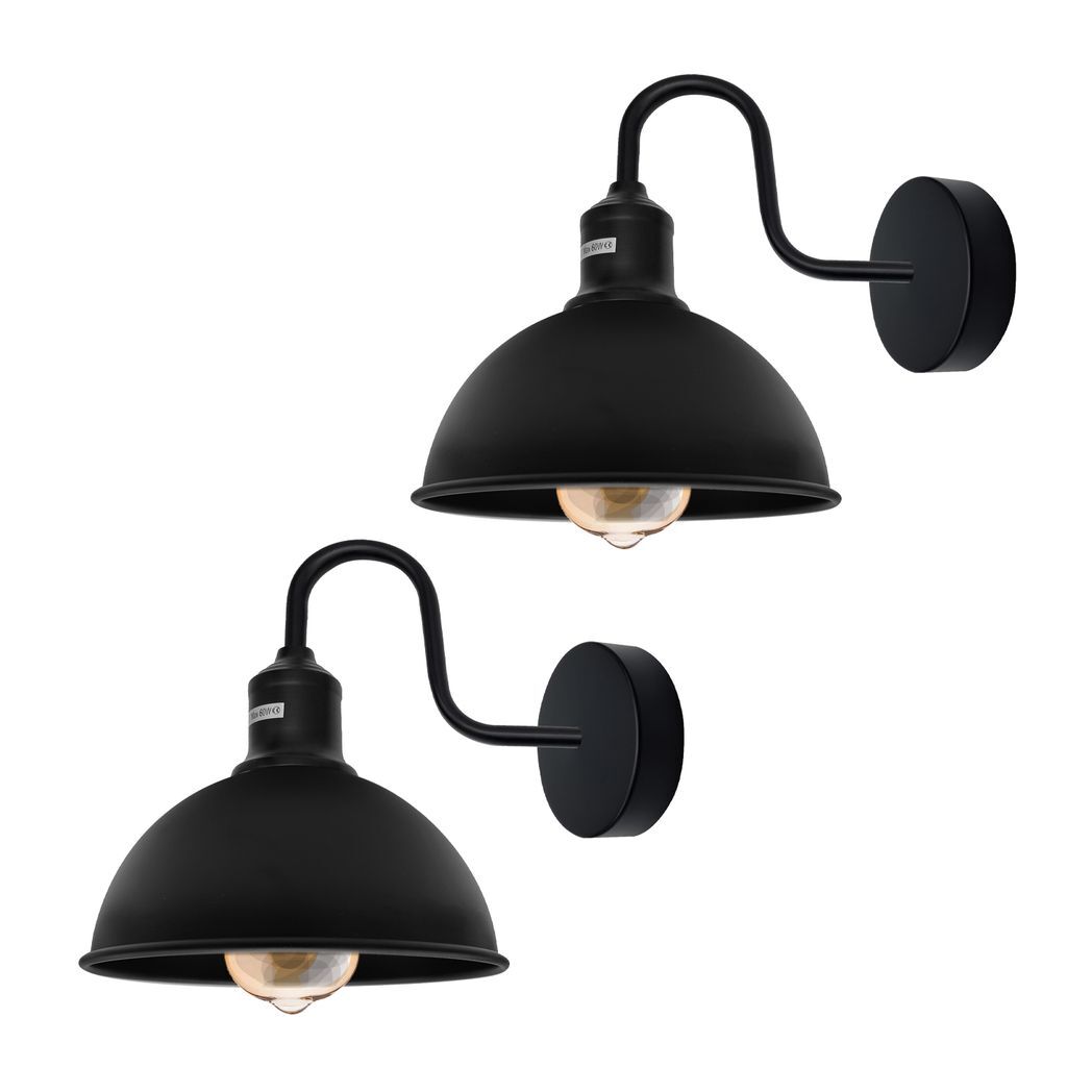 Modern Industrial 2 Pack Swan Neck Metal Arm E27 Sconce Wall Light Set Fixture for Living Room Dining Room Kitchen.