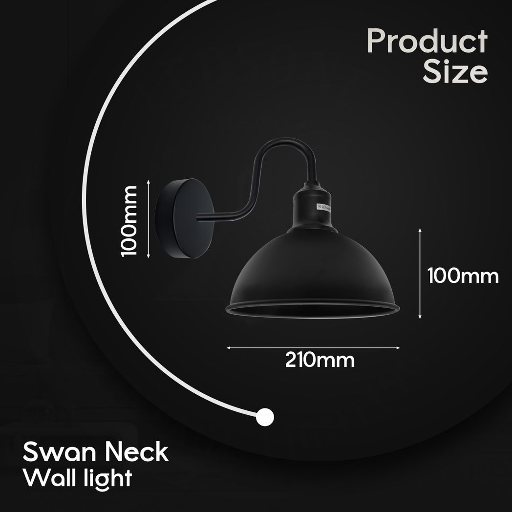 Modern Industrial 2 Pack Swan Neck Metal Arm E27 Sconce Wall Light Set Fixture for Living Room Dining Room Kitchen.