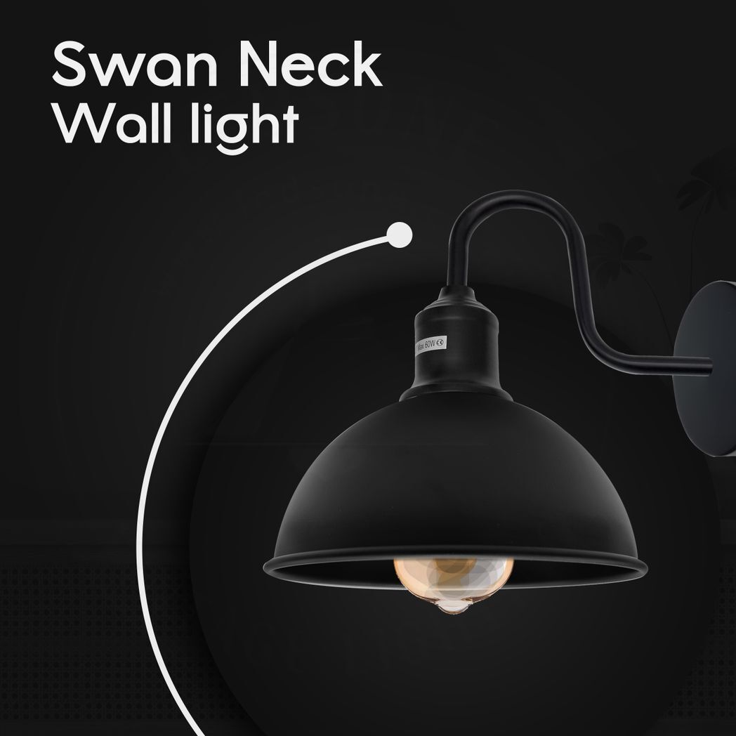 Modern Industrial 2 Pack Swan Neck Metal Arm E27 Sconce Wall Light Set Fixture for Living Room Dining Room Kitchen.