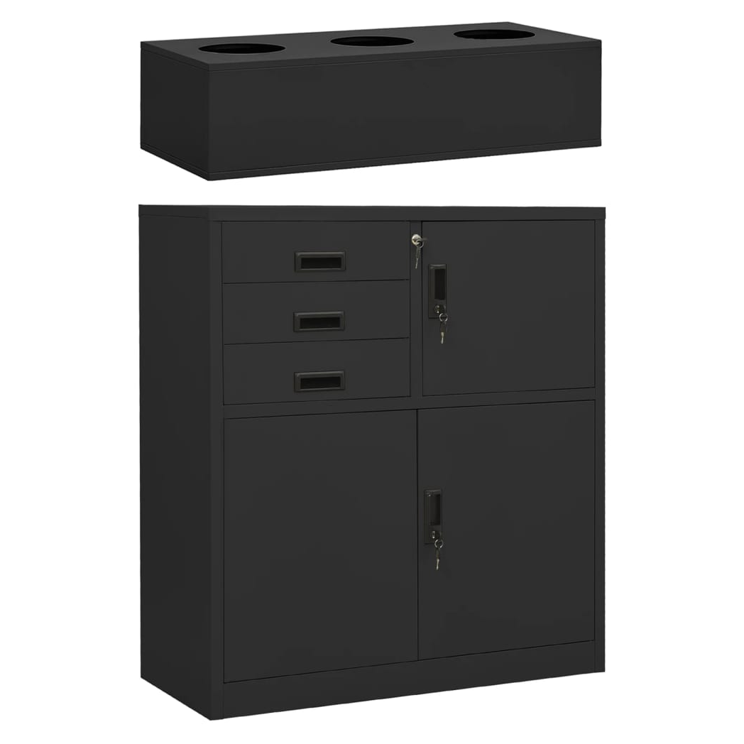 Office Cabinet with Planter Box Anthracite 90x40x125 cm Steel