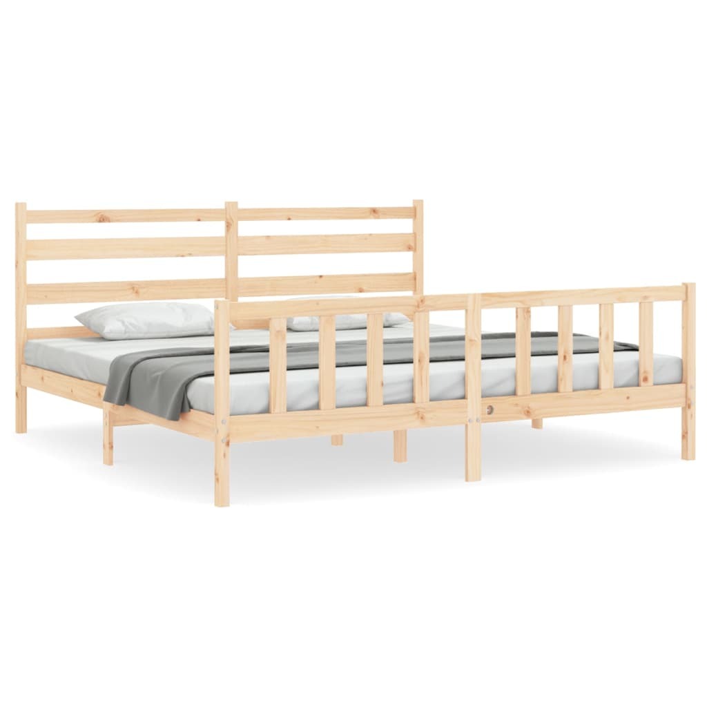 Bed Frame with Headboard 200x200 cm Solid Wood