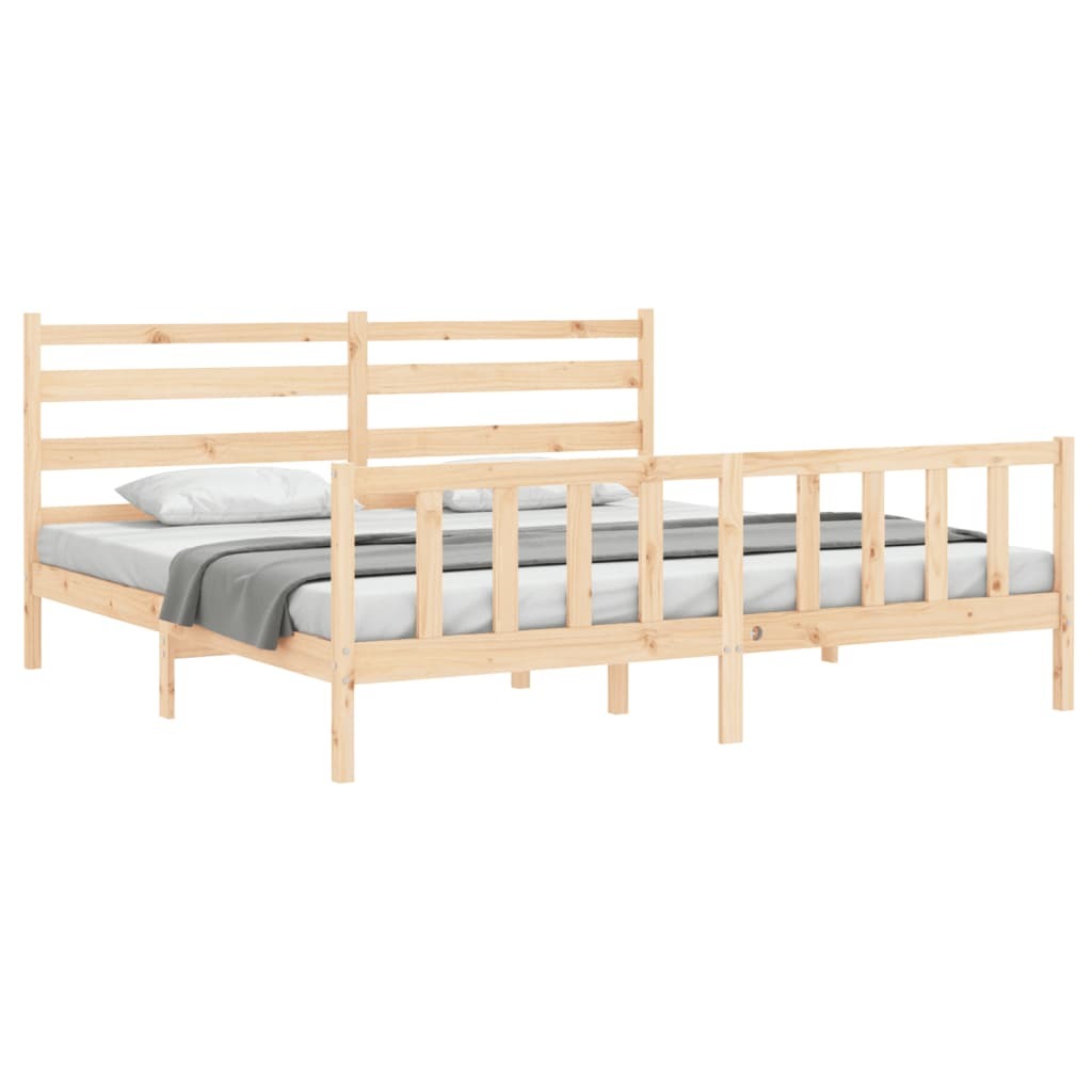 Bed Frame with Headboard 200x200 cm Solid Wood