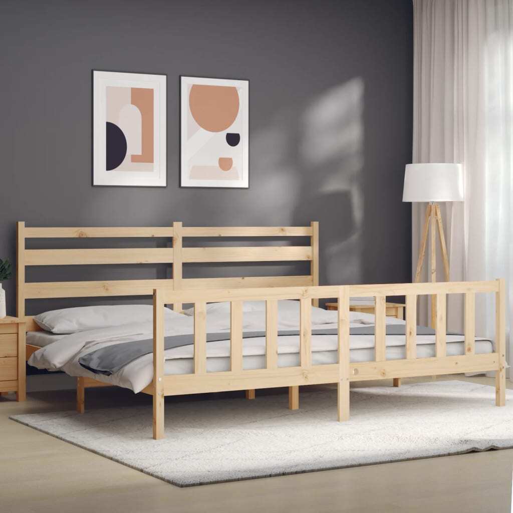 Bed Frame with Headboard 200x200 cm Solid Wood