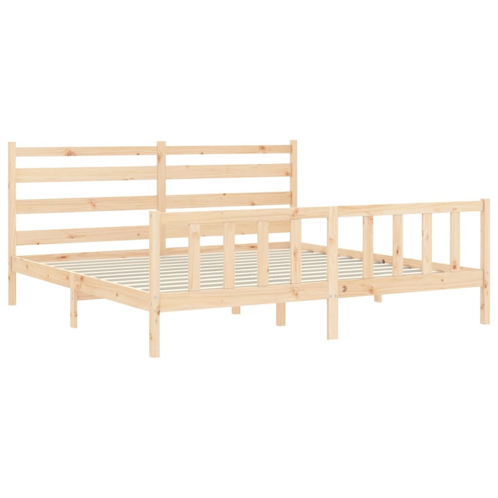 Bed Frame with Headboard 200x200 cm Solid Wood