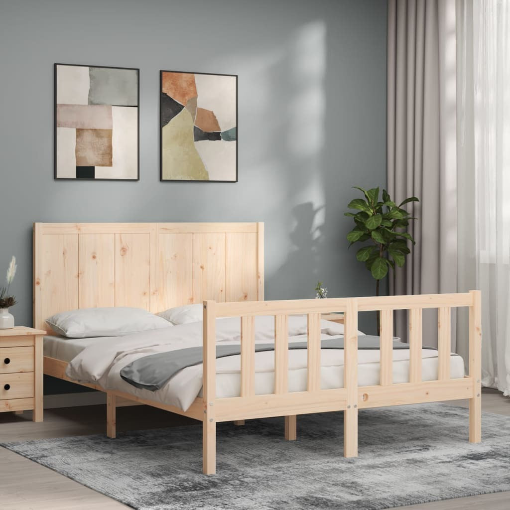 Bed Frame with Headboard 120x200 cm Solid Wood