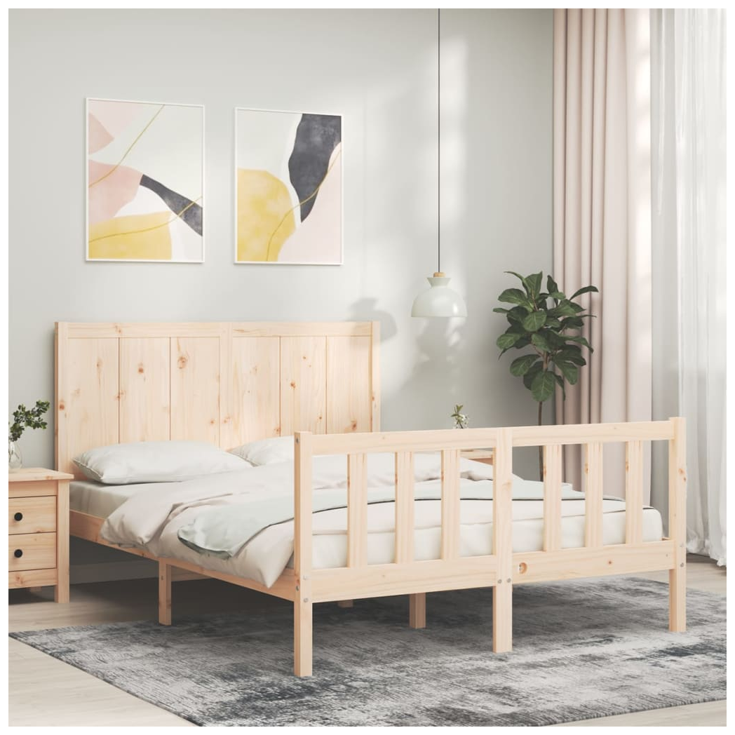 Bed Frame with Headboard 120x200 cm Solid Wood