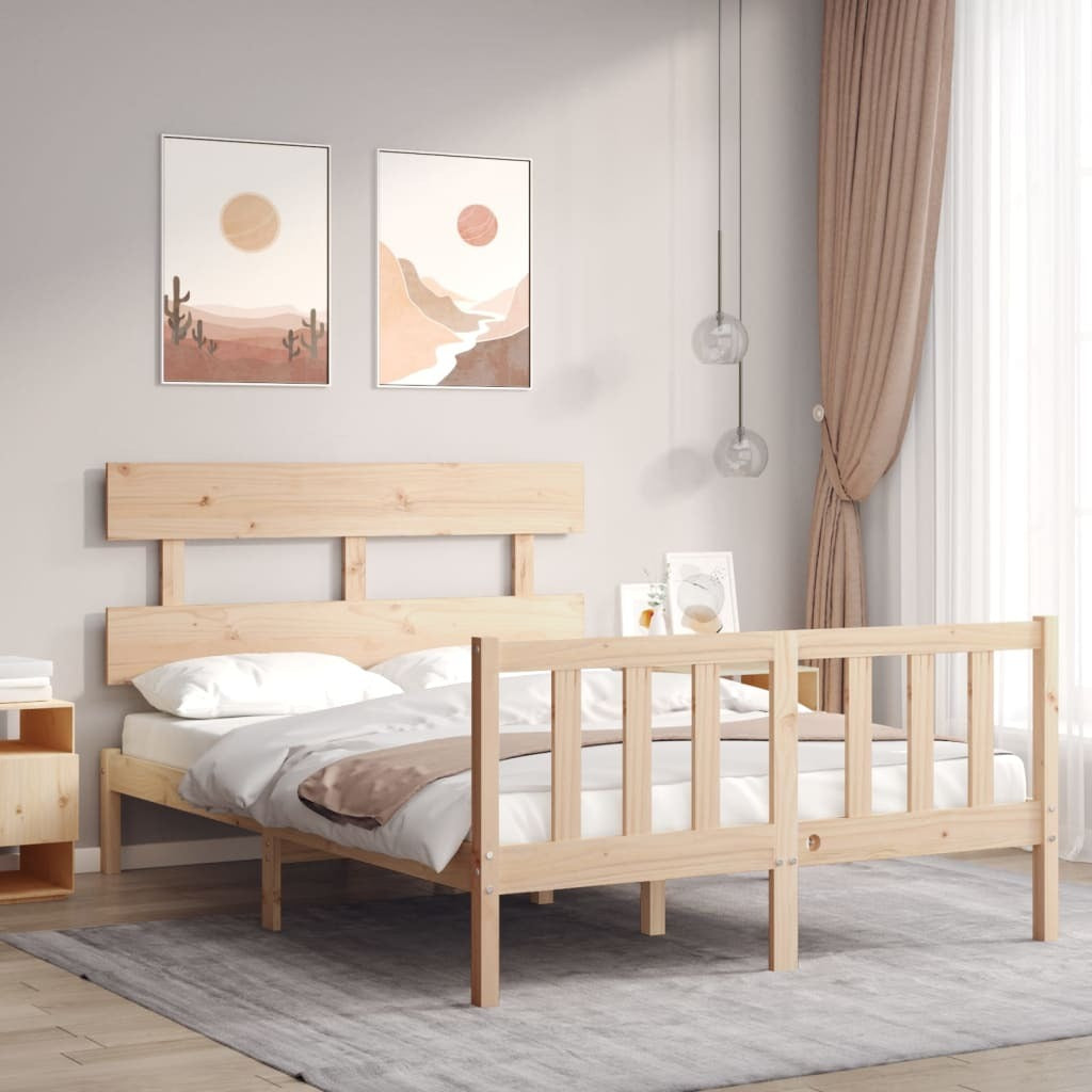 Bed Frame with Headboard 120x200 cm Solid Wood