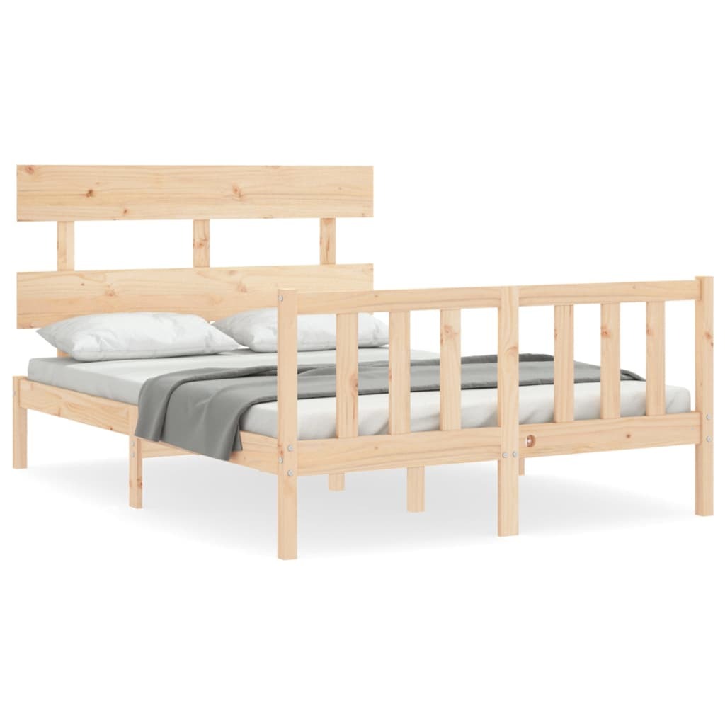 Bed Frame with Headboard 120x200 cm Solid Wood