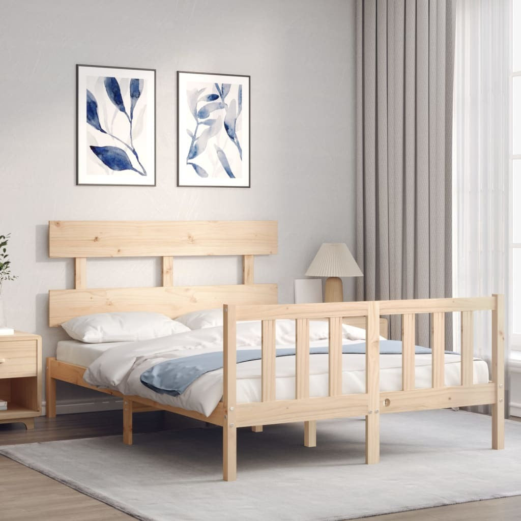 Bed Frame with Headboard 120x200 cm Solid Wood