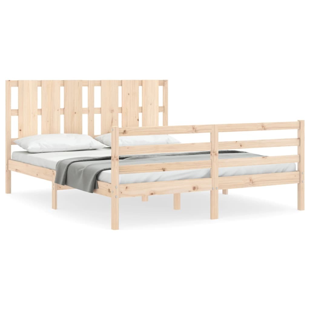 Bed Frame with Headboard 160x200 cm Solid Wood