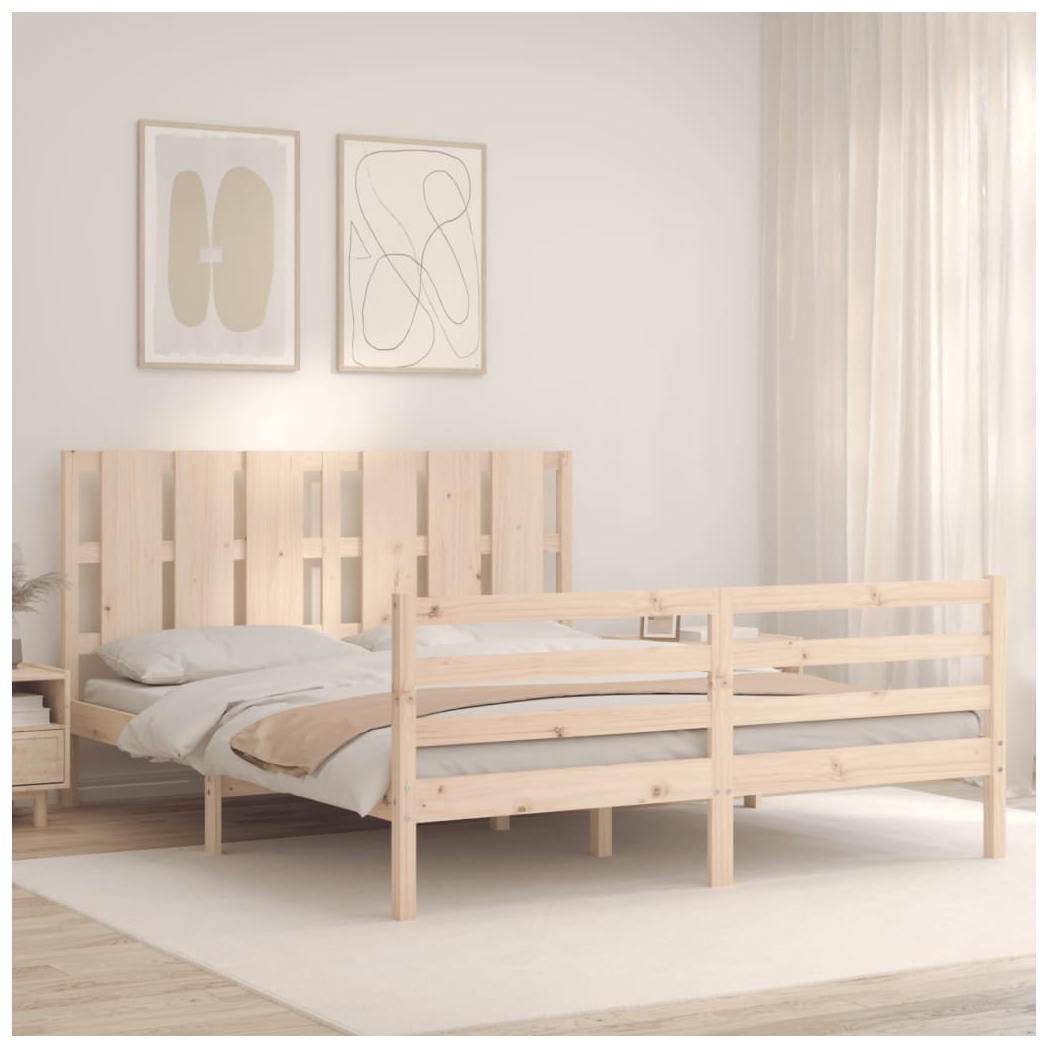 Bed Frame with Headboard 160x200 cm Solid Wood