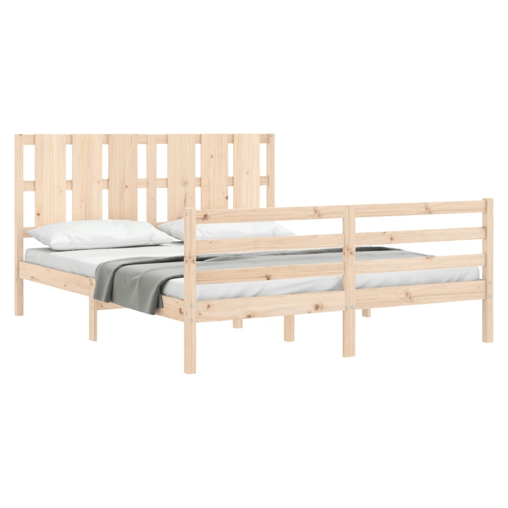 Bed Frame with Headboard 160x200 cm Solid Wood