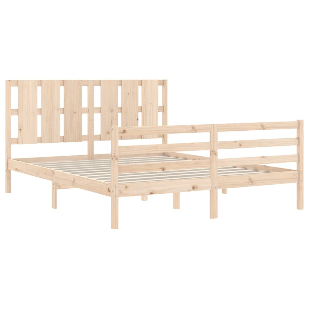 Bed Frame with Headboard 160x200 cm Solid Wood