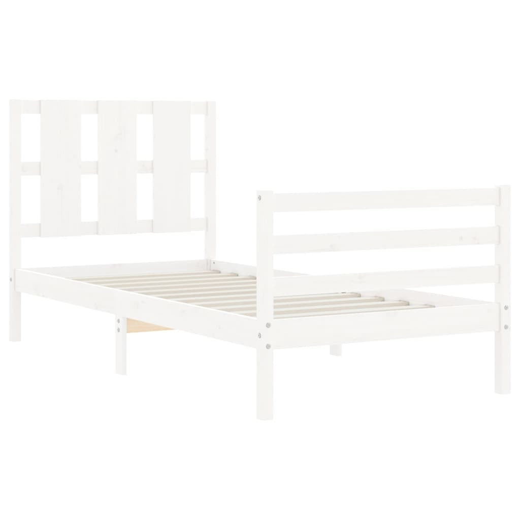 Bed Frame with Headboard White 90x200 cm Solid Wood