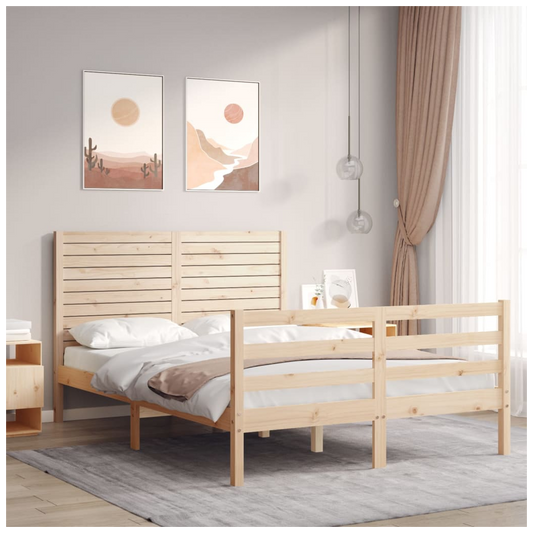 Bed Frame with Headboard 120x200 cm Solid Wood