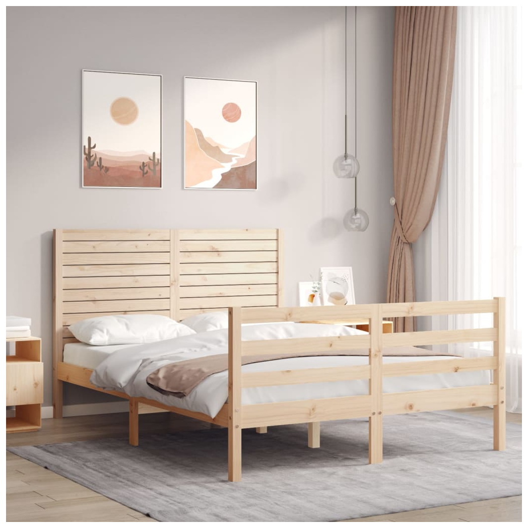 Bed Frame with Headboard 120x200 cm Solid Wood