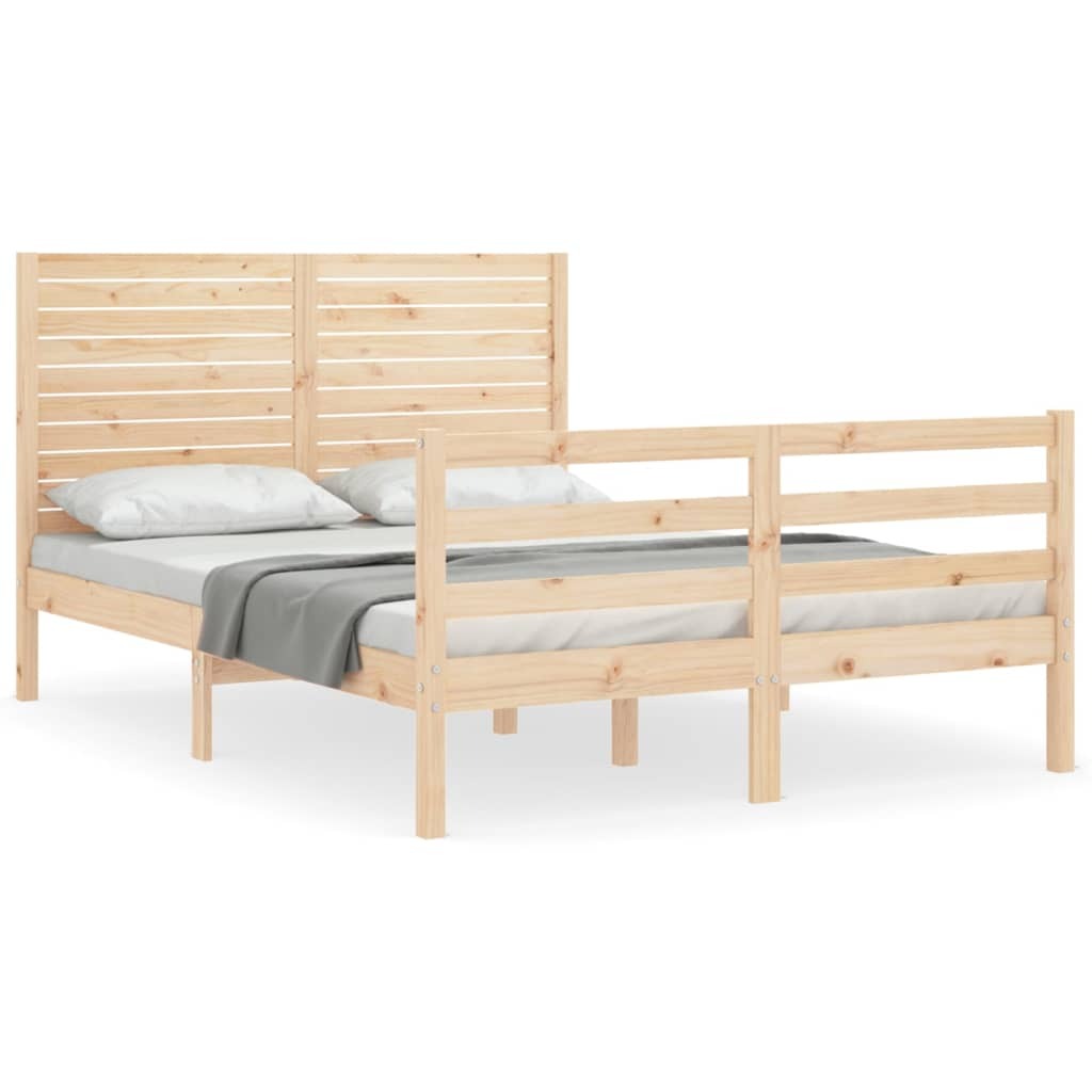 Bed Frame with Headboard 120x200 cm Solid Wood