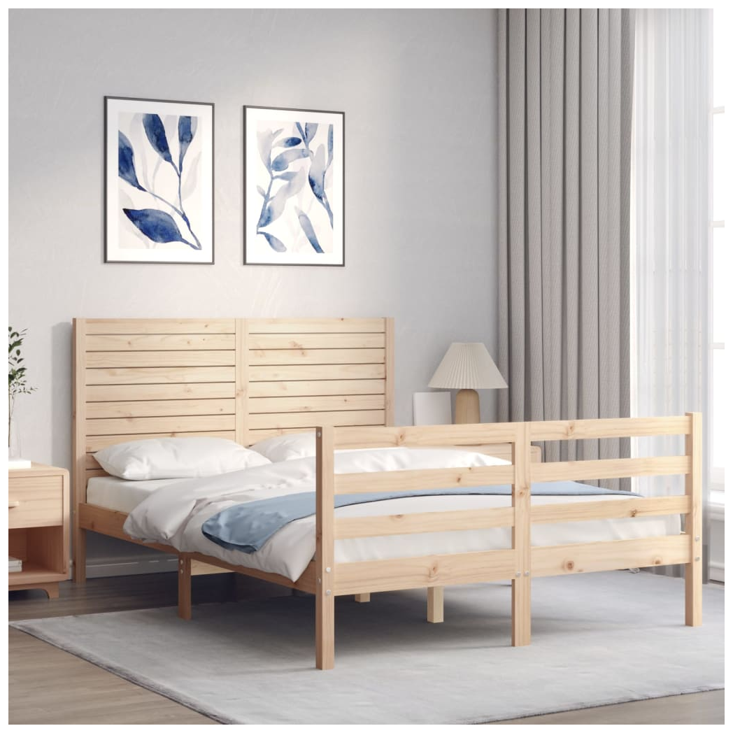 Bed Frame with Headboard 120x200 cm Solid Wood
