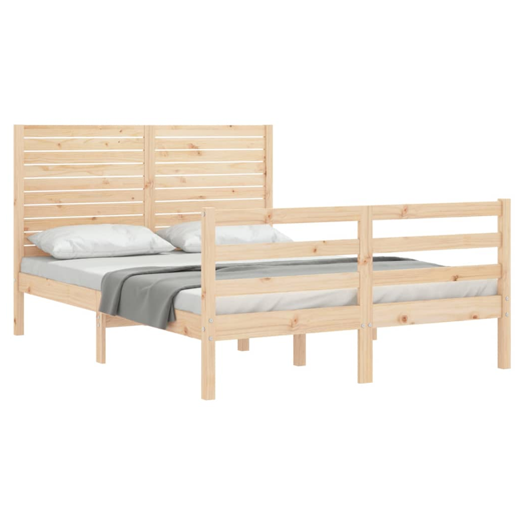 Bed Frame with Headboard 120x200 cm Solid Wood