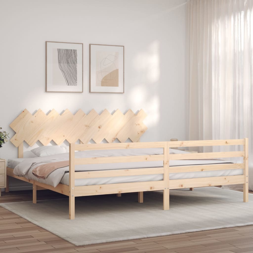 Bed Frame with Headboard 200x200 cm Solid Wood