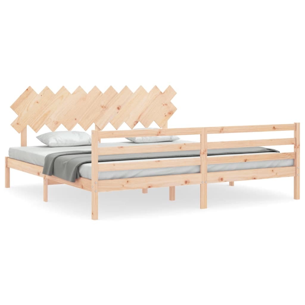 Bed Frame with Headboard 200x200 cm Solid Wood