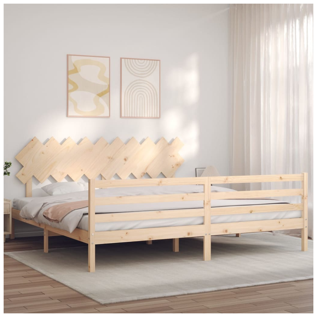 Bed Frame with Headboard 200x200 cm Solid Wood
