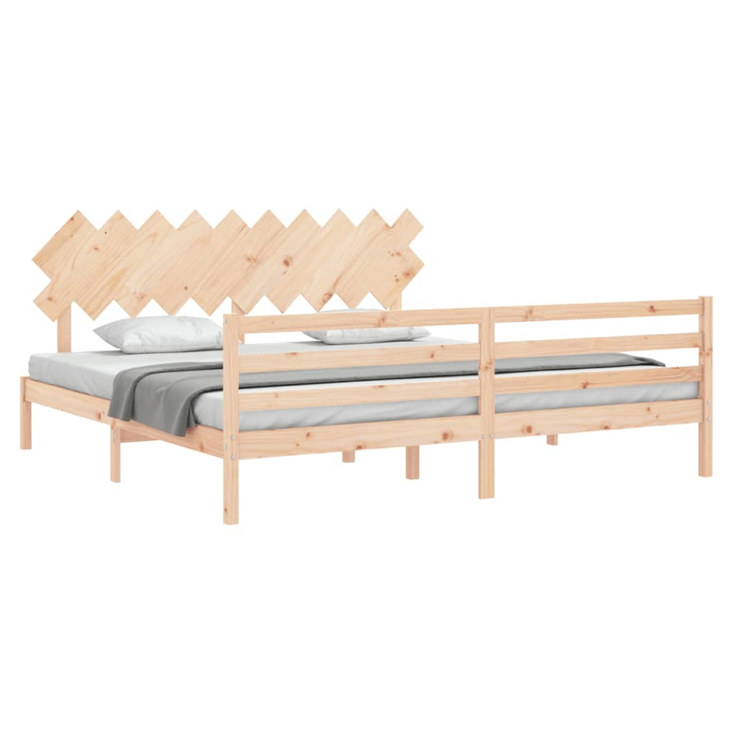 Bed Frame with Headboard 200x200 cm Solid Wood