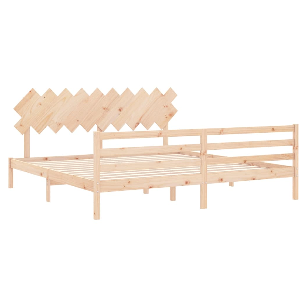 Bed Frame with Headboard 200x200 cm Solid Wood