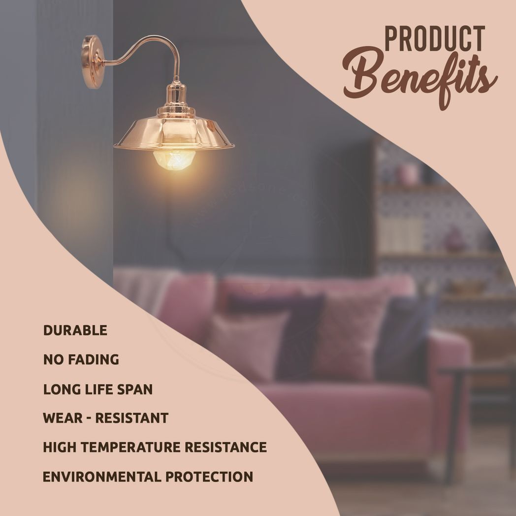 Vintage Industrial Rose Gold Retro Wall light Sturdy Metal Lamp Shade Lights Classic Style Electroplated Finish E27 lamp