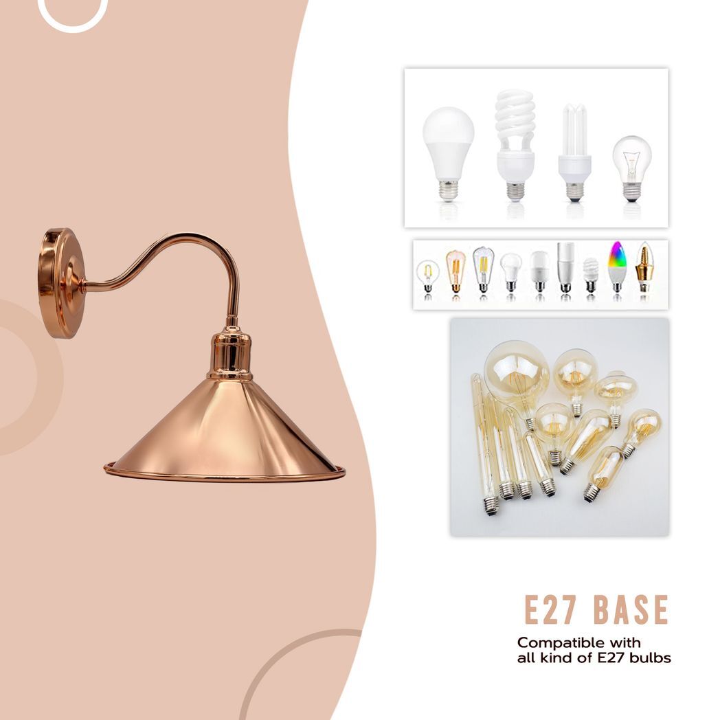 Vintage Industrial Rose Gold Retro Wall light Sturdy Metal Lamp Shade Lights Classic Style Electroplated Finish E27 lamp
