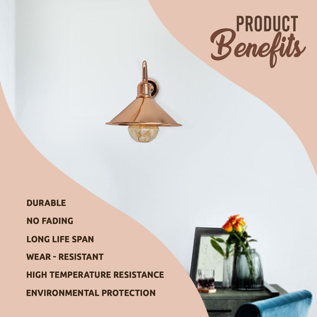 Vintage Industrial Rose Gold Retro Wall light Sturdy Metal Lamp Shade Lights Classic Style Electroplated Finish E27 lamp