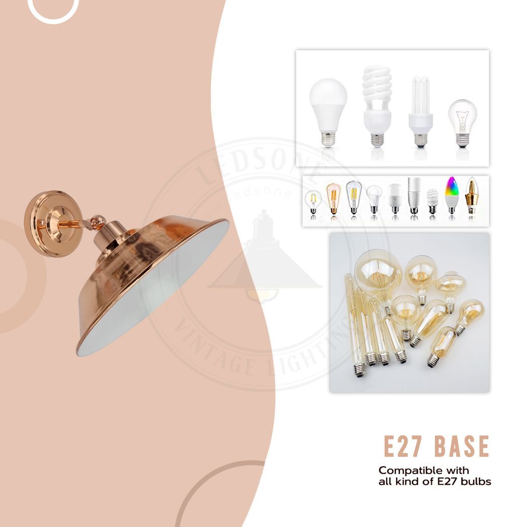 Vintage Industrial Rose Gold Retro Wall light Sturdy Metal Lamp Shade Lights Classic Style Electroplated Finish E27 lamp