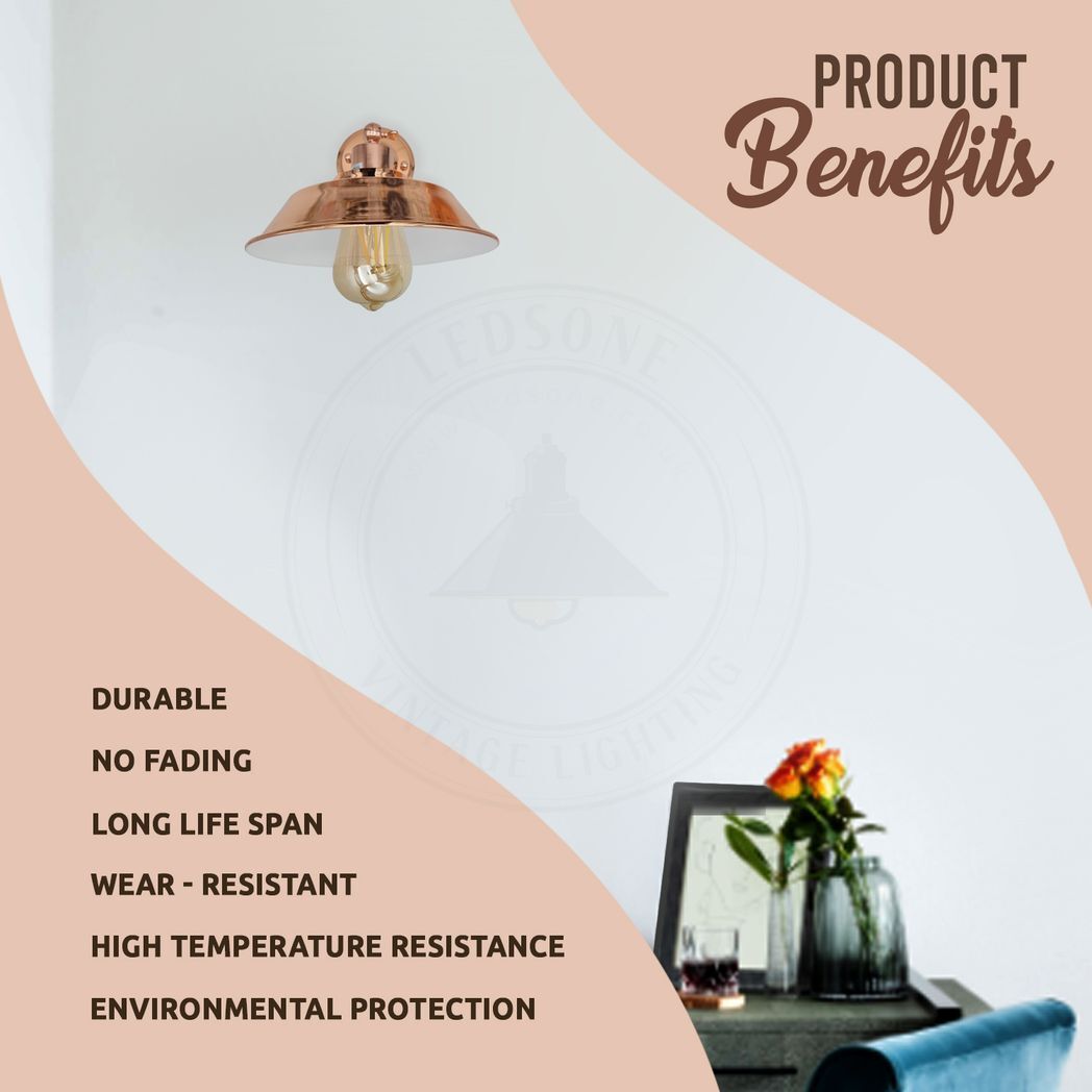 Vintage Industrial Rose Gold Retro Wall light Sturdy Metal Lamp Shade Lights Classic Style Electroplated Finish E27 lamp