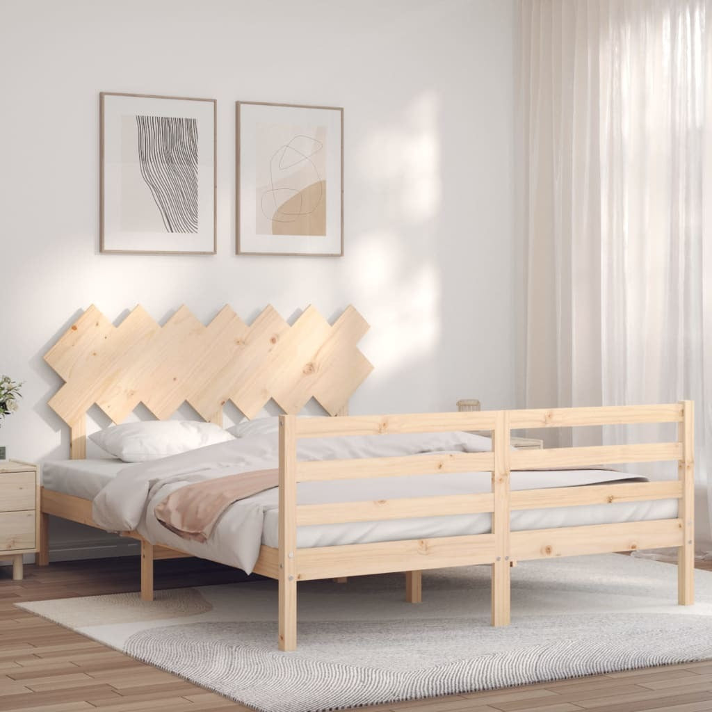 Bed Frame with Headboard 140x200 cm Solid Wood