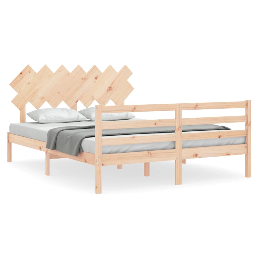Bed Frame with Headboard 140x200 cm Solid Wood