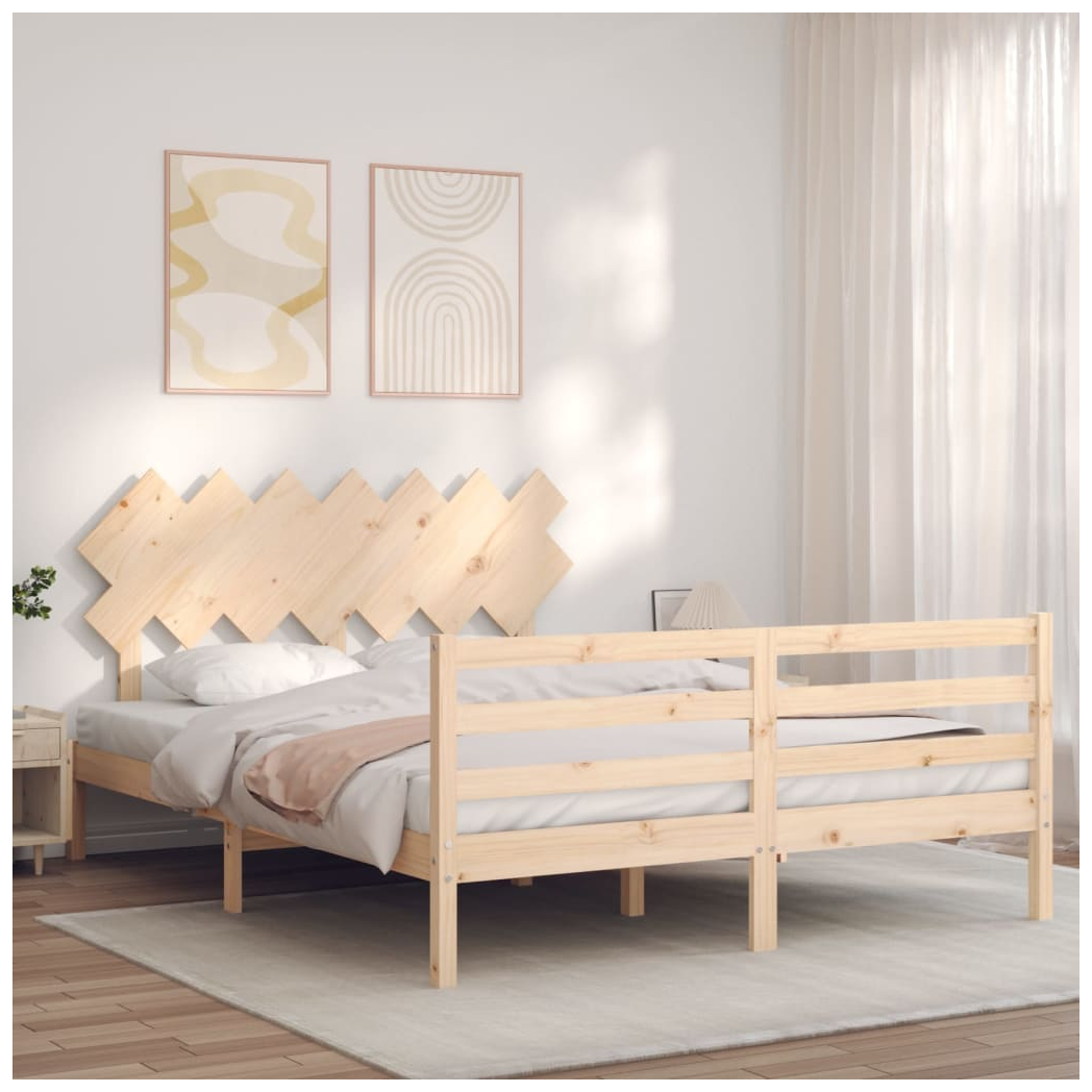 Bed Frame with Headboard 140x200 cm Solid Wood