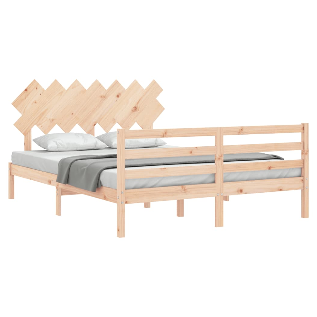 Bed Frame with Headboard 140x200 cm Solid Wood