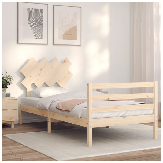 Bed Frame with Headboard 90x200 cm Solid Wood