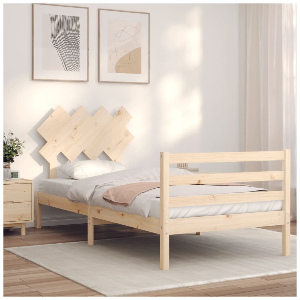 Bed Frame with Headboard 90x200 cm Solid Wood