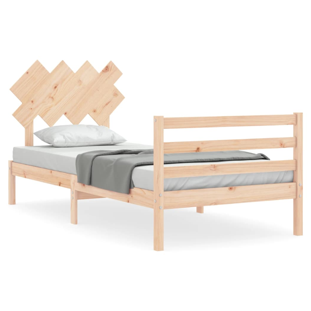 Bed Frame with Headboard 90x200 cm Solid Wood
